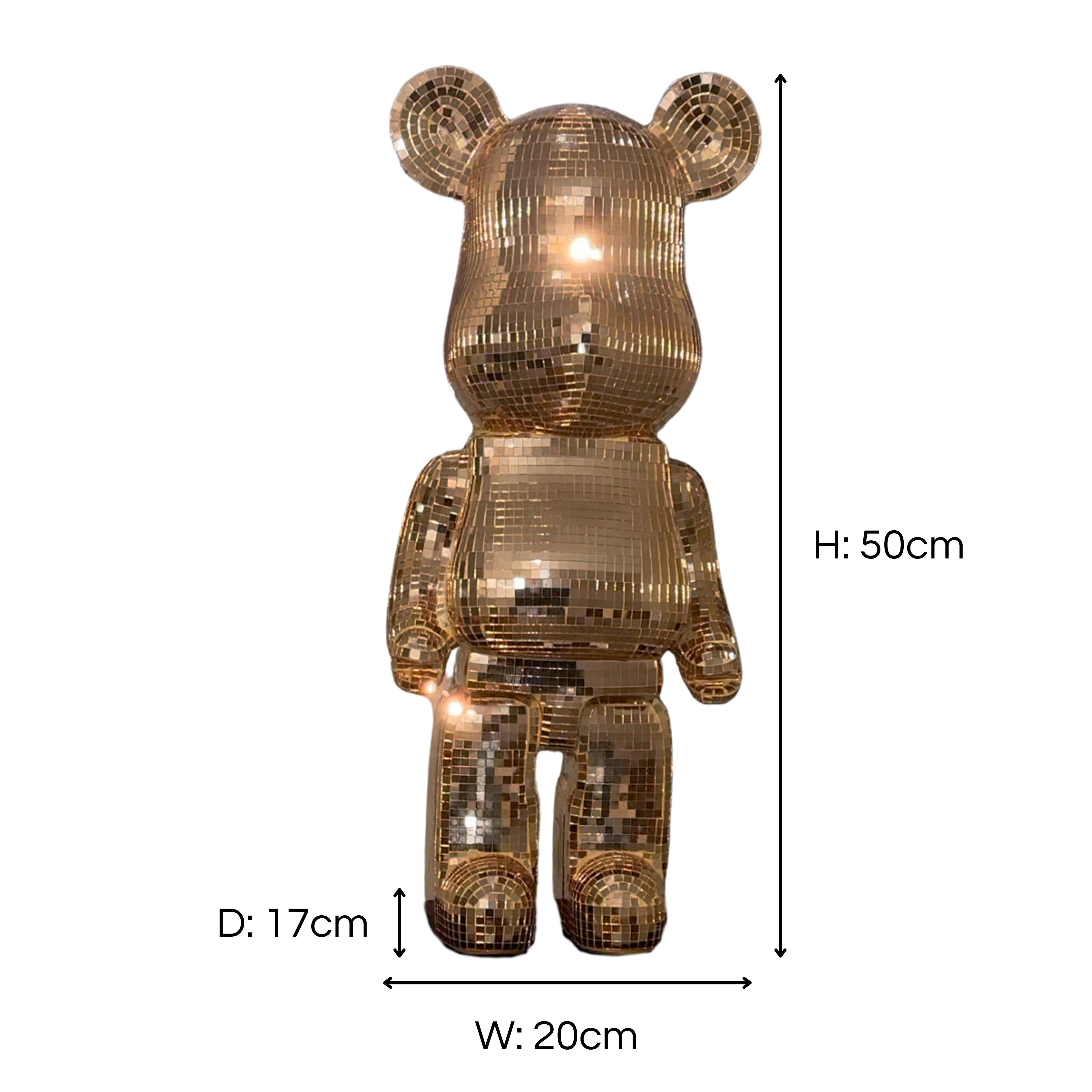 Richmond Interiors Art Deco Rose Gold Mosaic Standing Bear 50cm