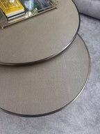 Belgravia Coffee Tables – Set of 2 Gold Frame Faux Shagreen Accent Tables Kevin Simba