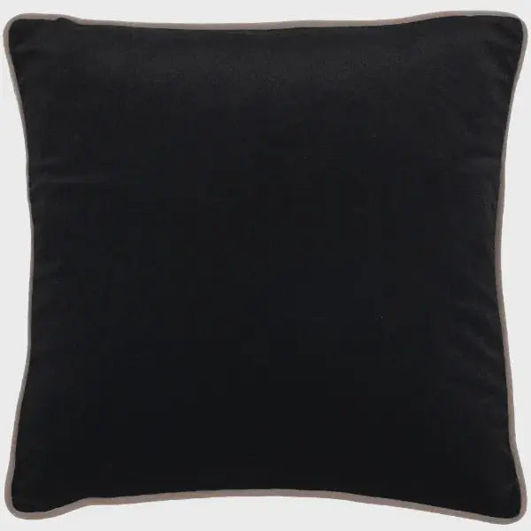 Small Paul Moneypenny Twofaced Black & Cream Double-Sided Velvet Cushion with Taupe Piping malini