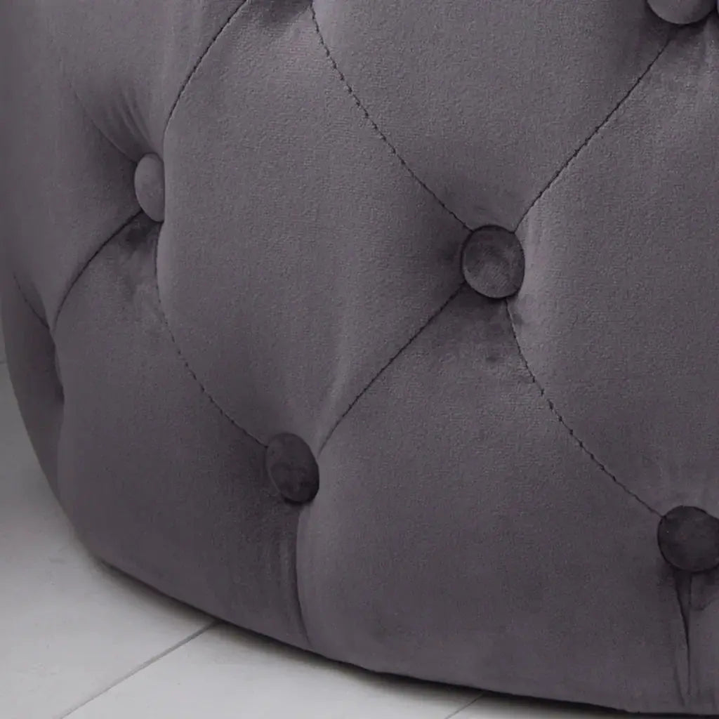 Grey tufted velvet pouffe Home Store Living