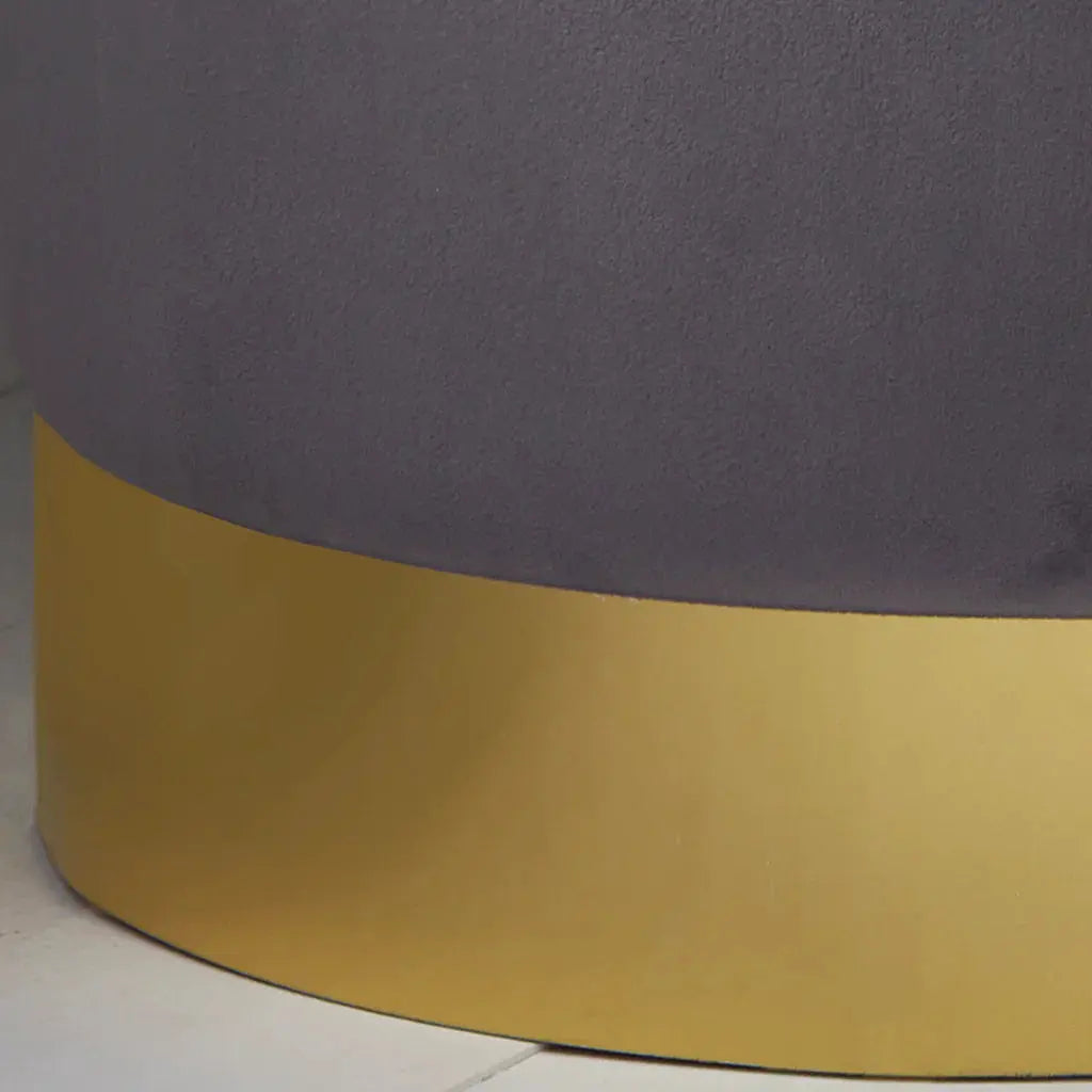 Pastel grey velvet stool with gold base Home Store Living