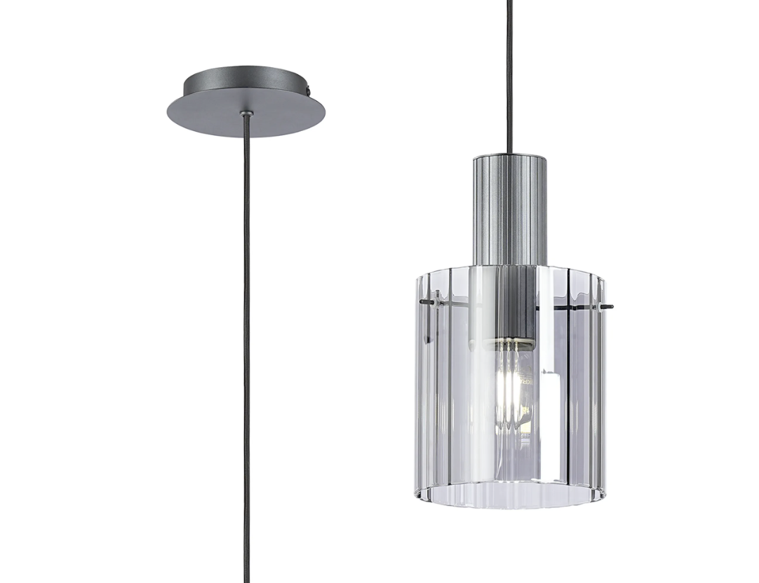 Brandon Ripple 21cm Single Pendant, 1 Light Adjustable E27