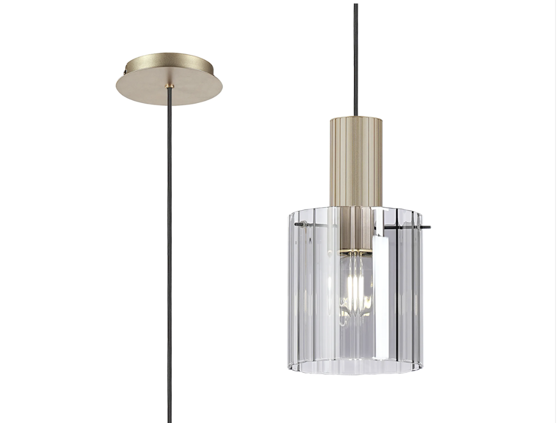 Brandon Ripple 21cm Single Pendant, 1 Light Adjustable E27