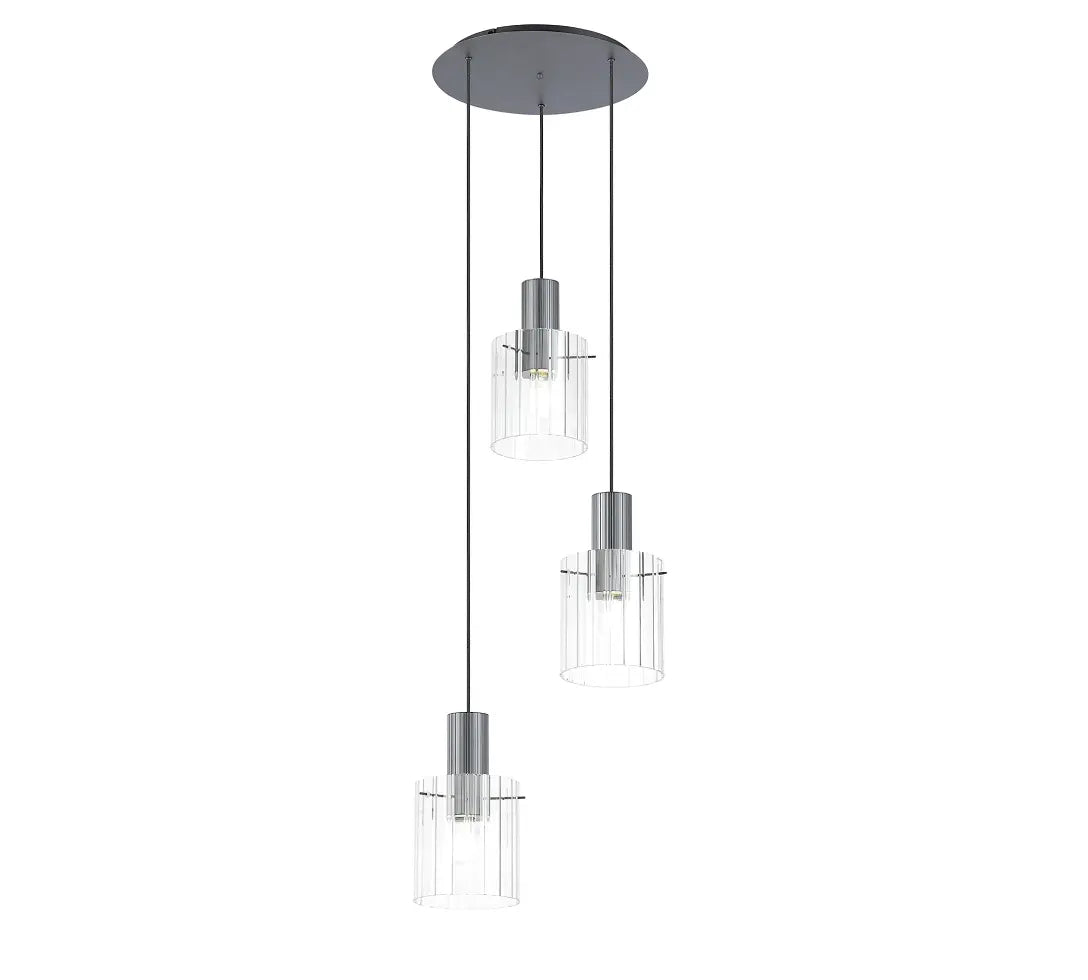 Brandon Ripple 49.5cm Round Pendant, 3 Light Adjustable E27 Home Store Living