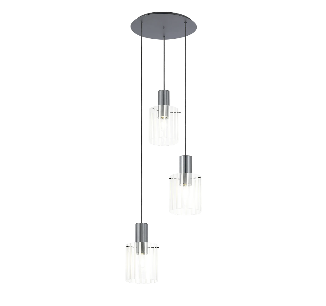 Brandon Ripple 49.5cm Round Pendant, 3 Light Adjustable E27