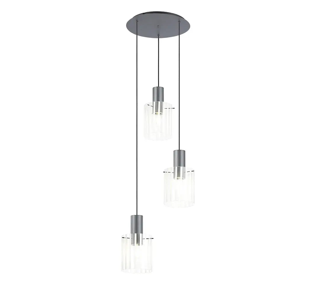 Brandon Ripple 49.5cm Round Pendant, 3 Light Adjustable E27 Home Store Living