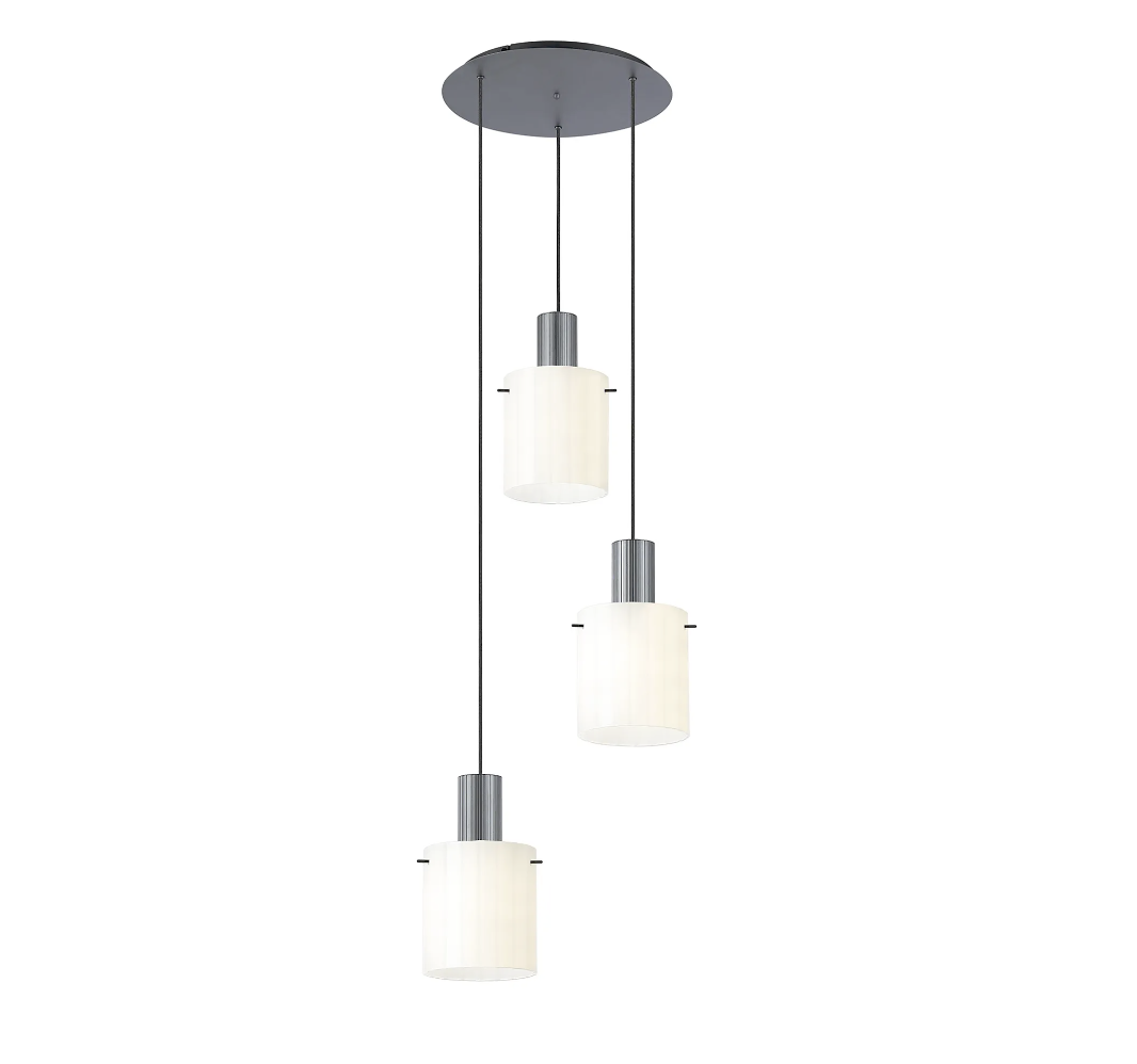 Brandon Ripple 49.5cm Round Pendant, 3 Light Adjustable E27