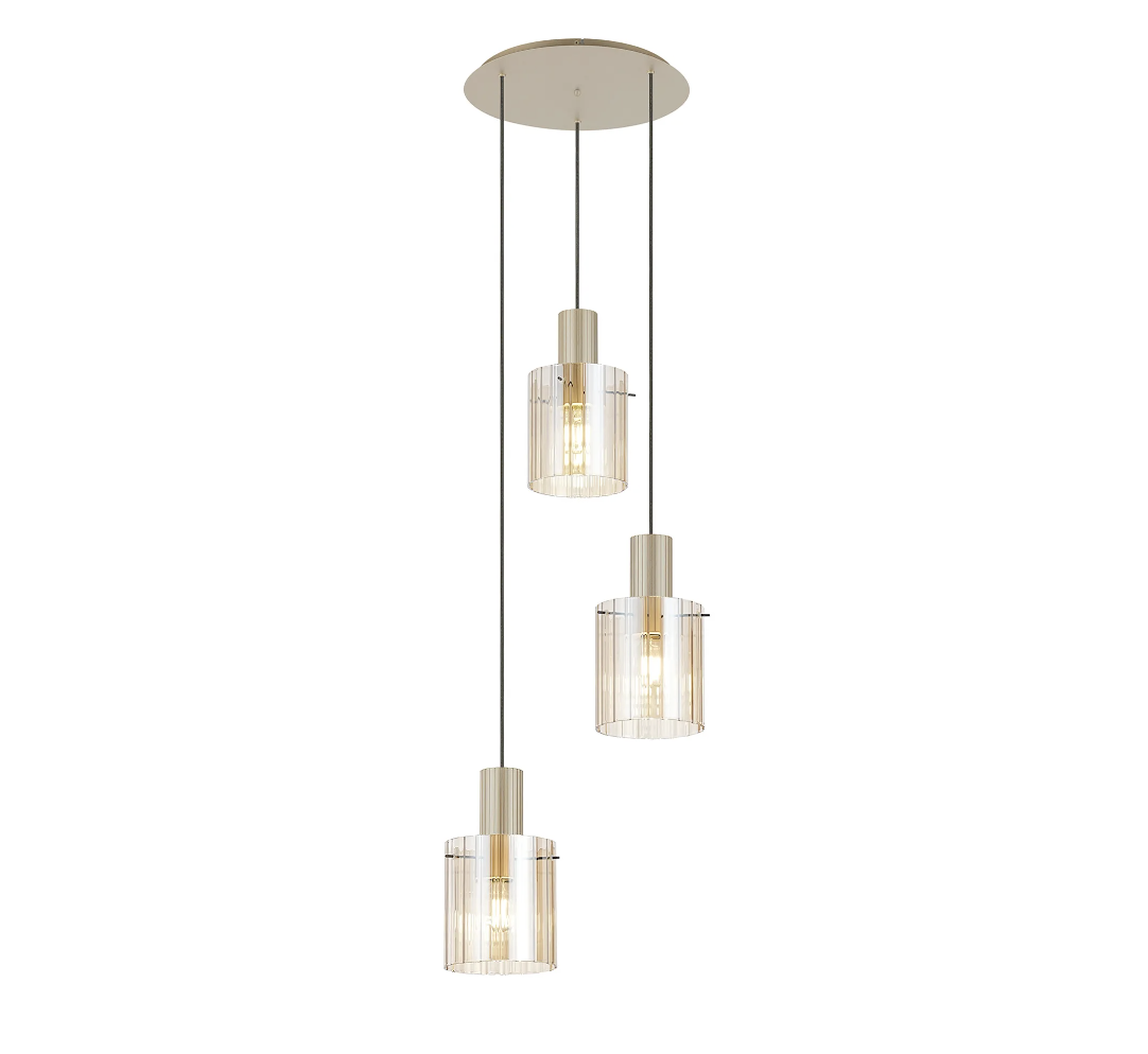 Brandon Ripple 49.5cm Round Pendant, 3 Light Adjustable E27