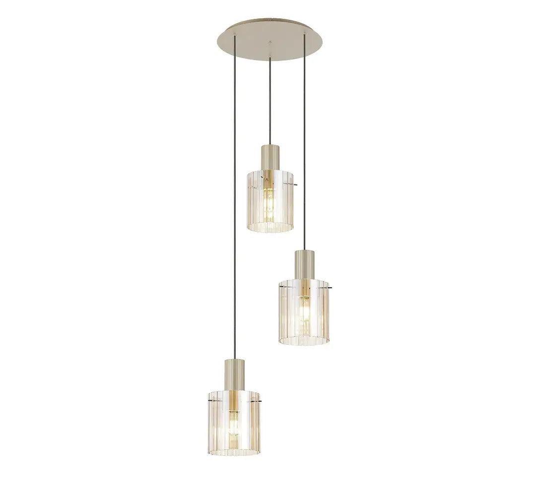 Brandon Ripple 49.5cm Round Pendant, 3 Light Adjustable E27 Home Store Living