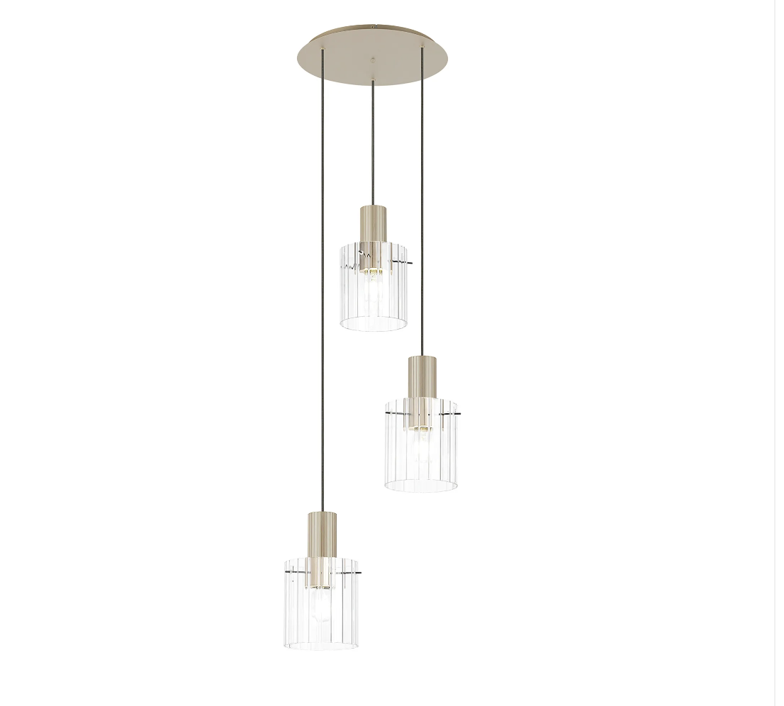 Brandon Ripple 49.5cm Round Pendant, 3 Light Adjustable E27