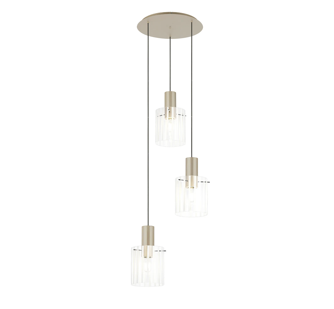 Brandon Ripple 49.5cm Round Pendant, 3 Light Adjustable E27