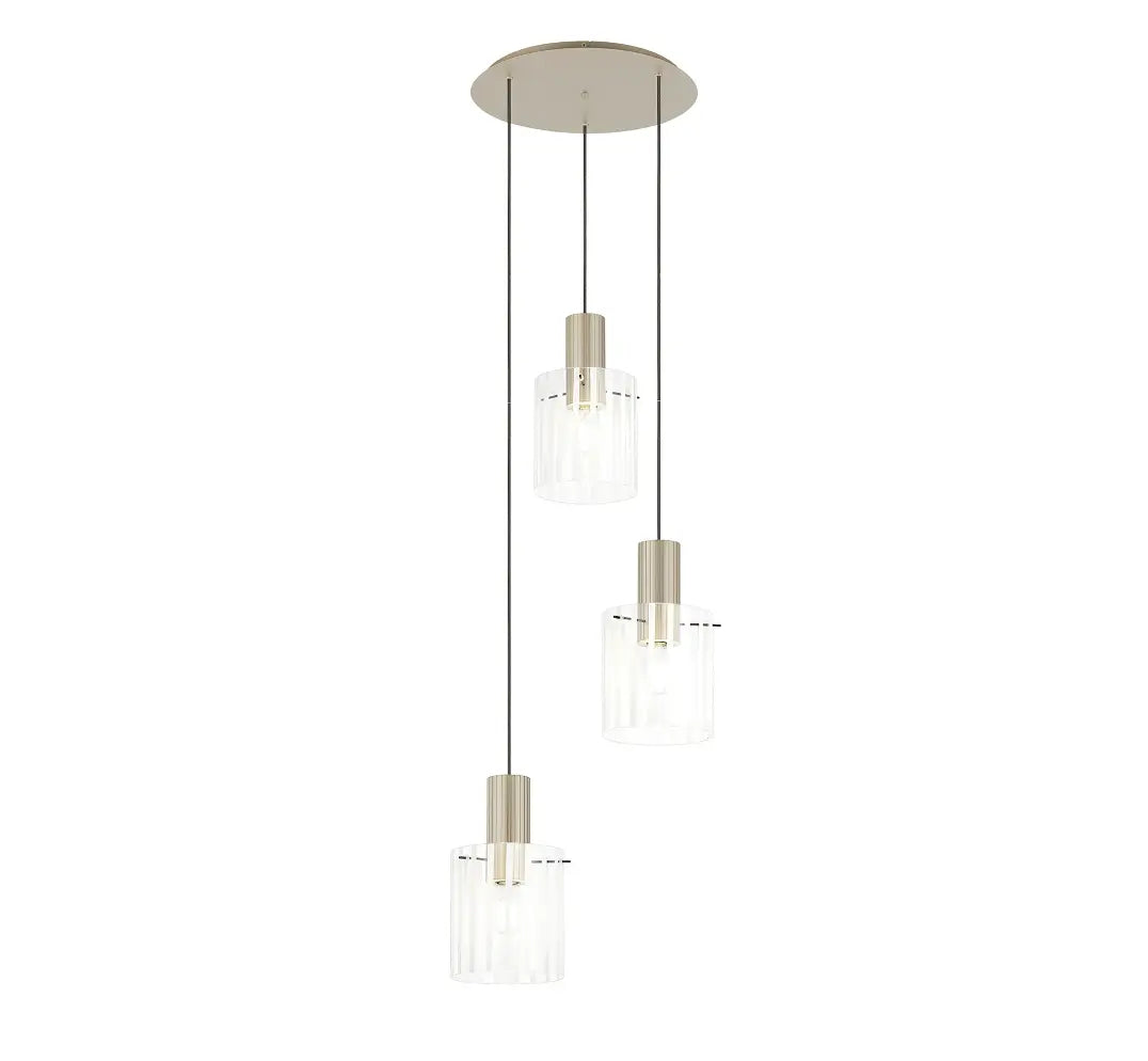 Brandon Ripple 49.5cm Round Pendant, 3 Light Adjustable E27 Home Store Living