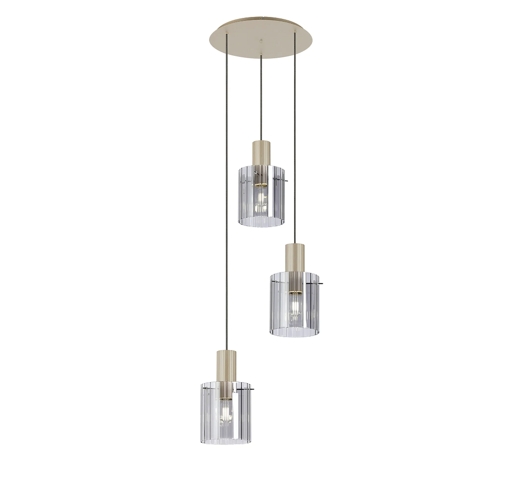 Brandon Ripple 49.5cm Round Pendant, 3 Light Adjustable E27