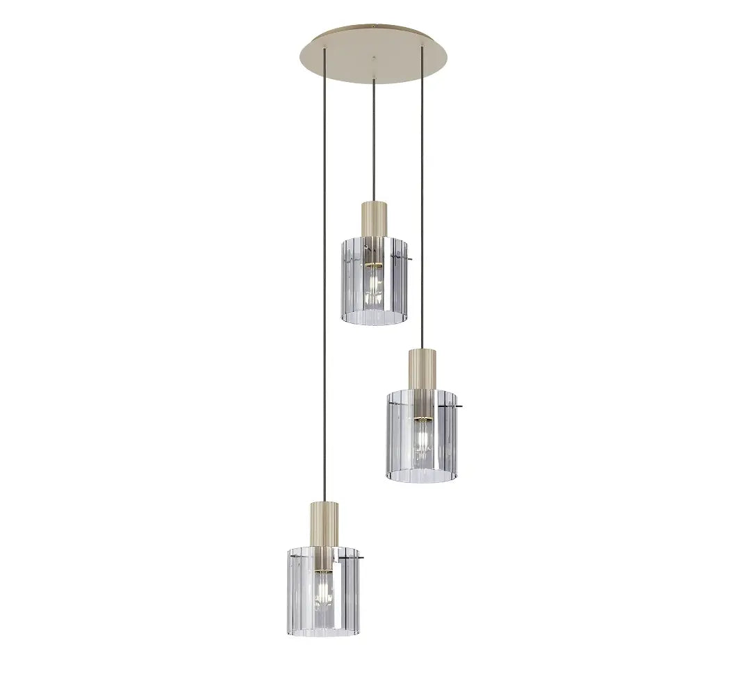 Brandon Ripple 49.5cm Round Pendant, 3 Light Adjustable E27 Home Store Living