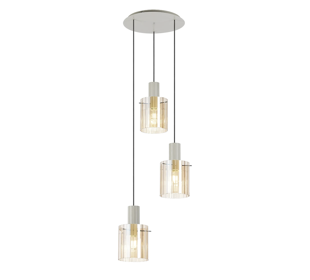 Brandon Ripple 49.5cm Round Pendant, 3 Light Adjustable E27