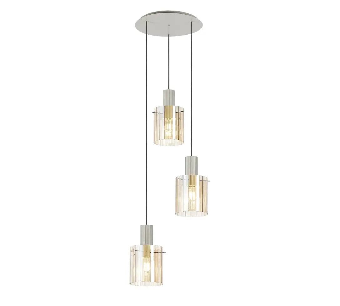 Brandon Ripple 49.5cm Round Pendant, 3 Light Adjustable E27 Home Store Living