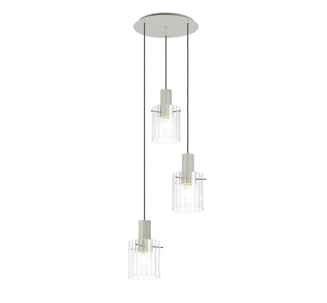 Brandon Ripple 49.5cm Round Pendant, 3 Light Adjustable E27