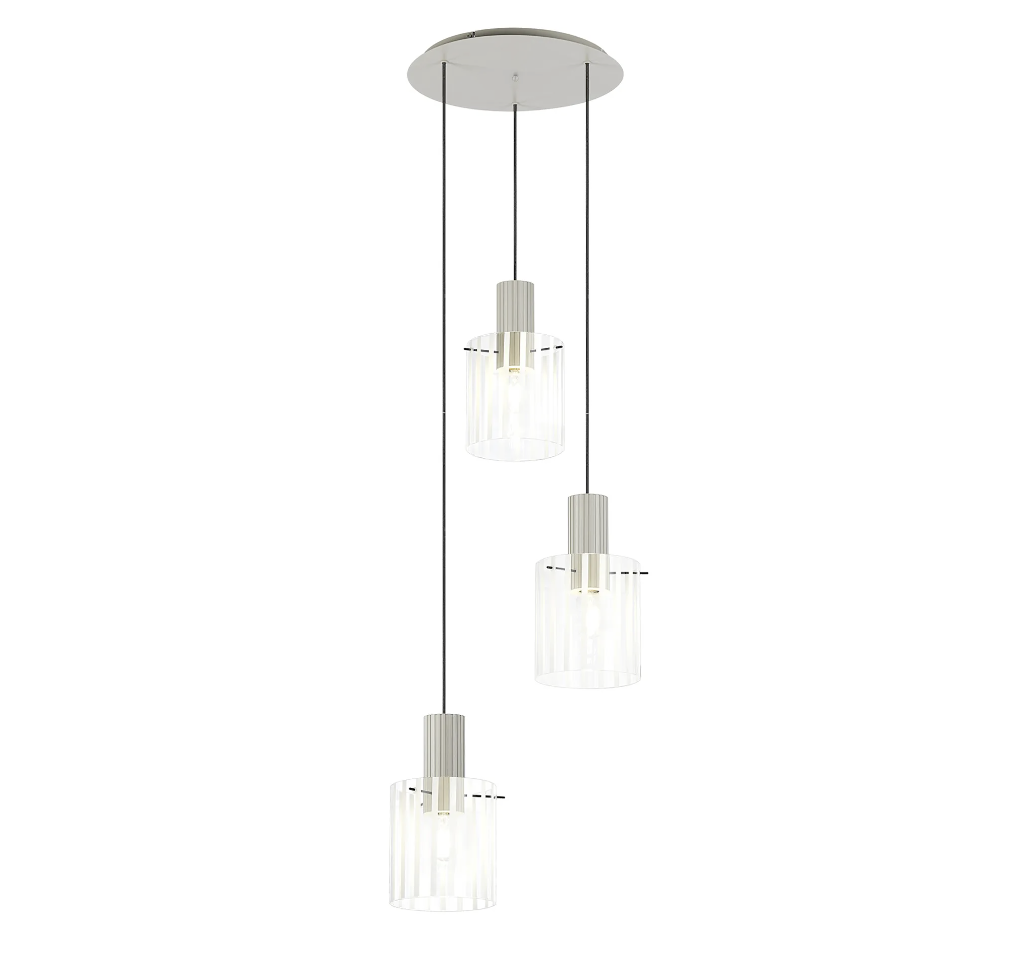 Brandon Ripple 49.5cm Round Pendant, 3 Light Adjustable E27