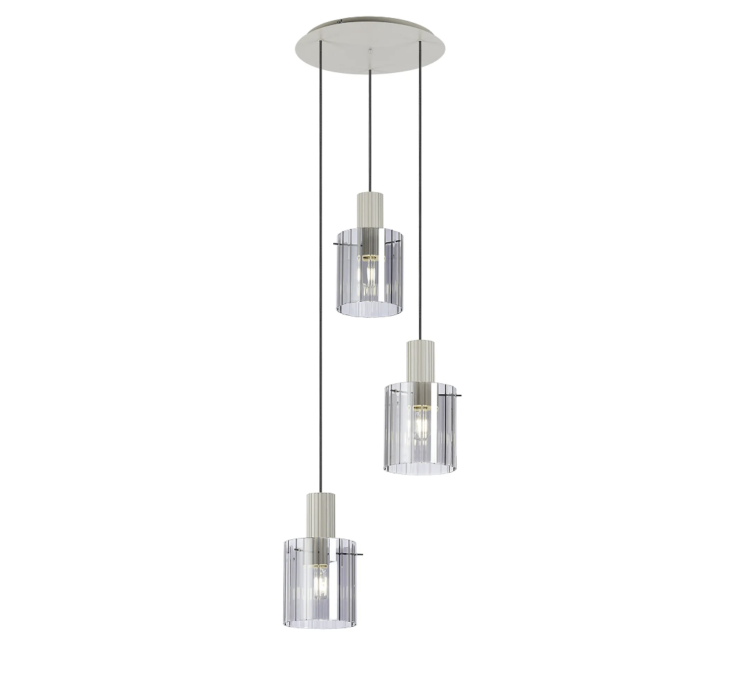 Brandon Ripple 49.5cm Round Pendant, 3 Light Adjustable E27