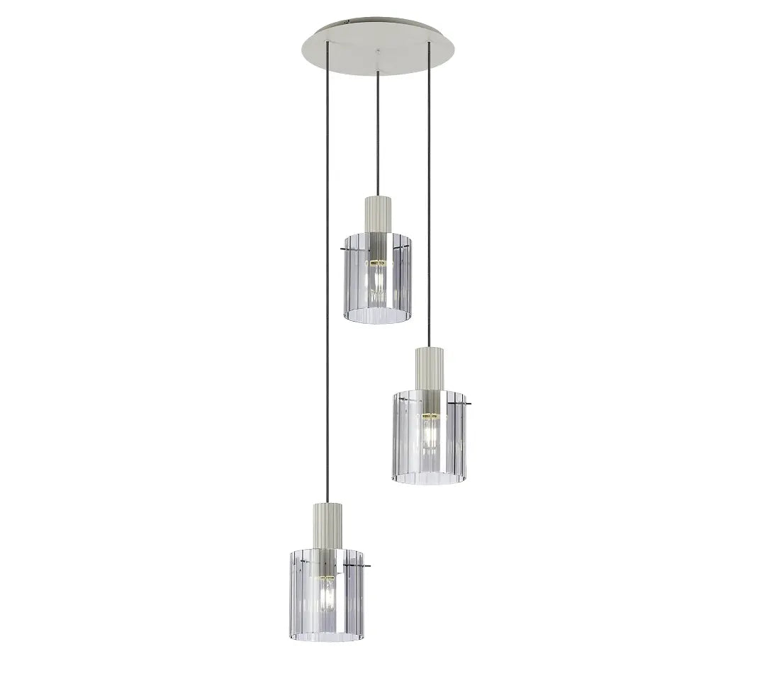 Brandon Ripple 49.5cm Round Pendant, 3 Light Adjustable E27 Home Store Living