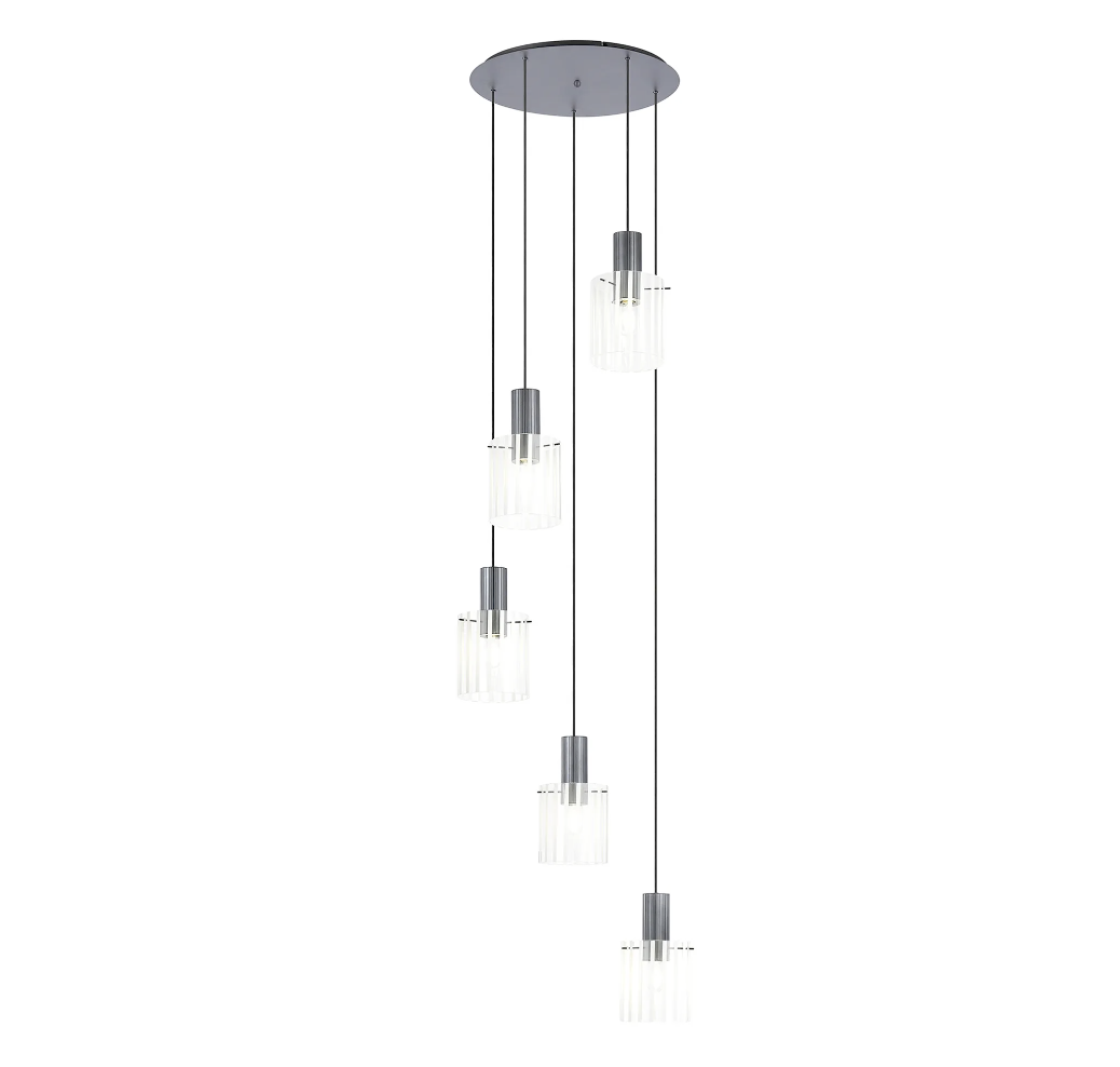 Brandon Ripple 66cm Round Pendant, 5 Light Adjustable E27 Home Store Living