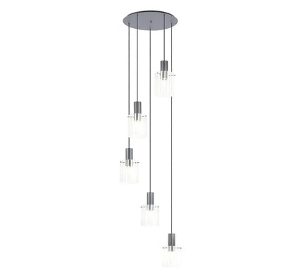 Brandon Ripple 66cm Round Pendant, 5 Light Adjustable E27 Home Store Living