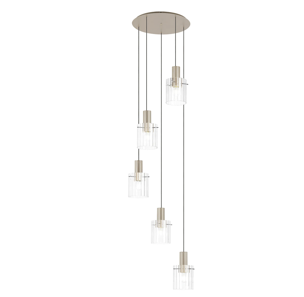 Brandon Ripple 66cm Round Pendant, 5 Light Adjustable E27