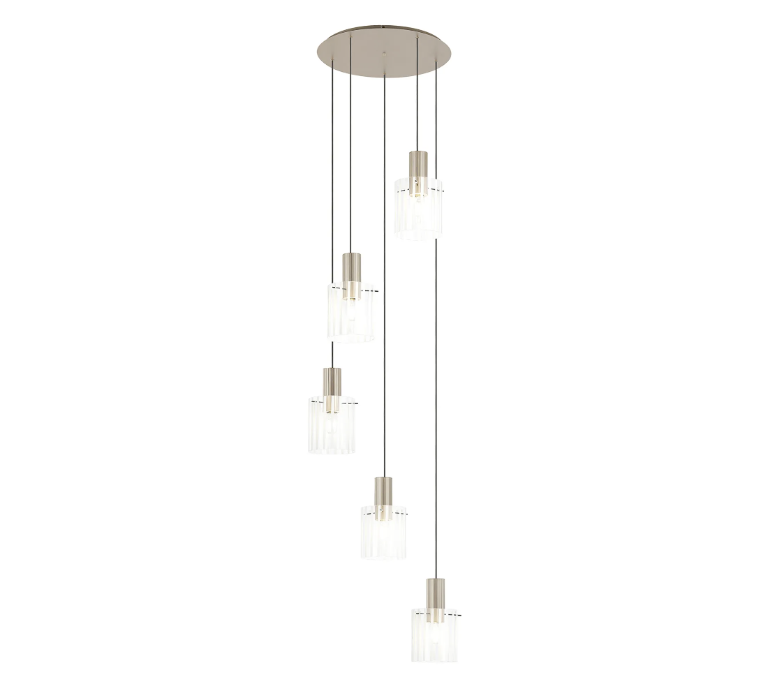 Brandon Ripple 66cm Round Pendant, 5 Light Adjustable E27