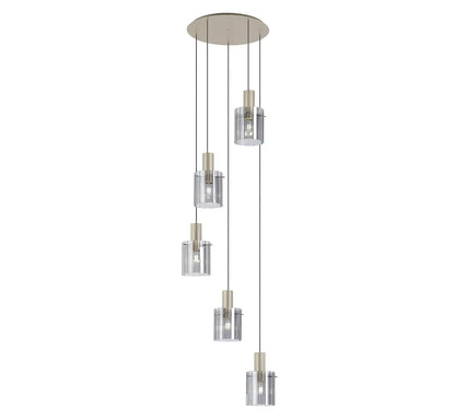 Brandon Ripple 66cm Round Pendant, 5 Light Adjustable E27 Home Store Living