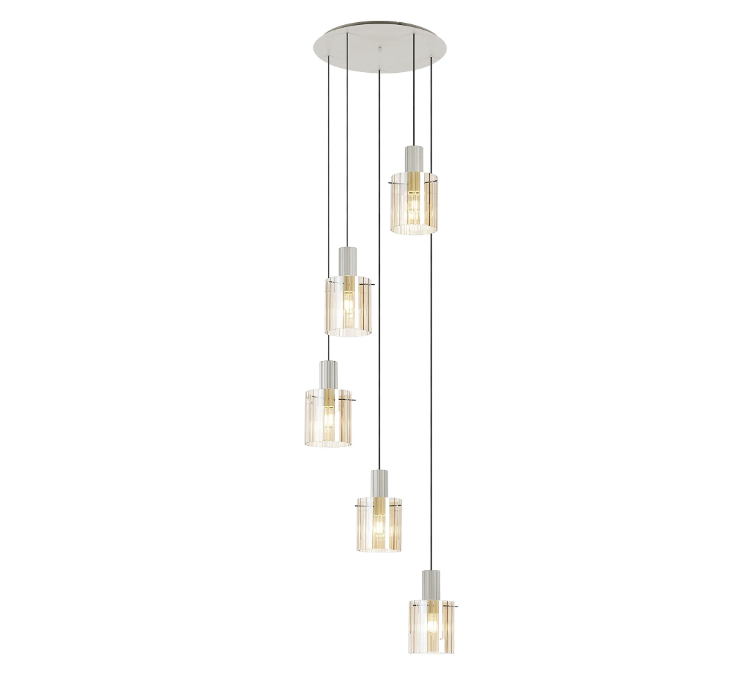 Brandon Ripple 66cm Round Pendant, 5 Light Adjustable E27