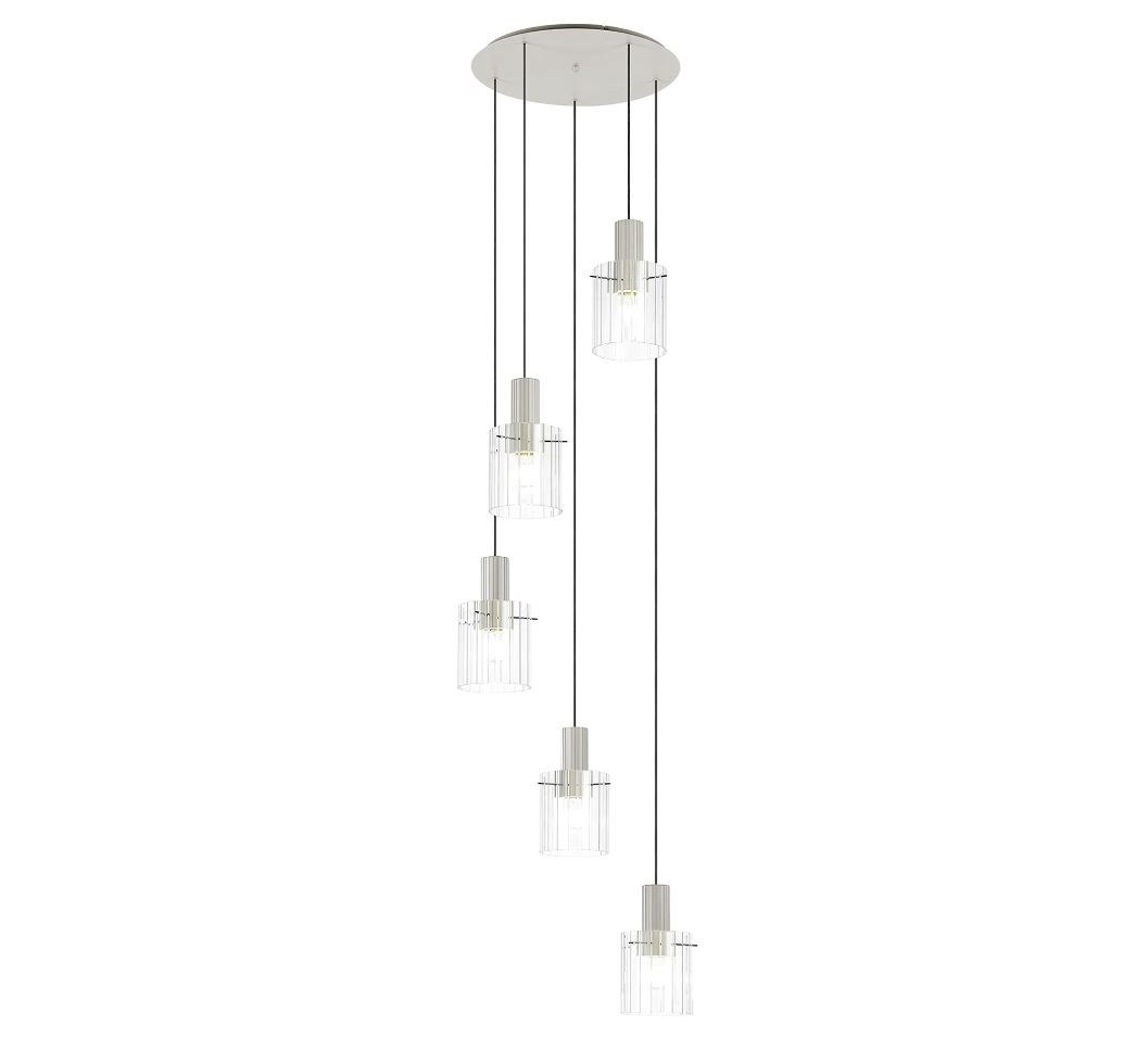 Brandon Ripple 66cm Round Pendant, 5 Light Adjustable E27