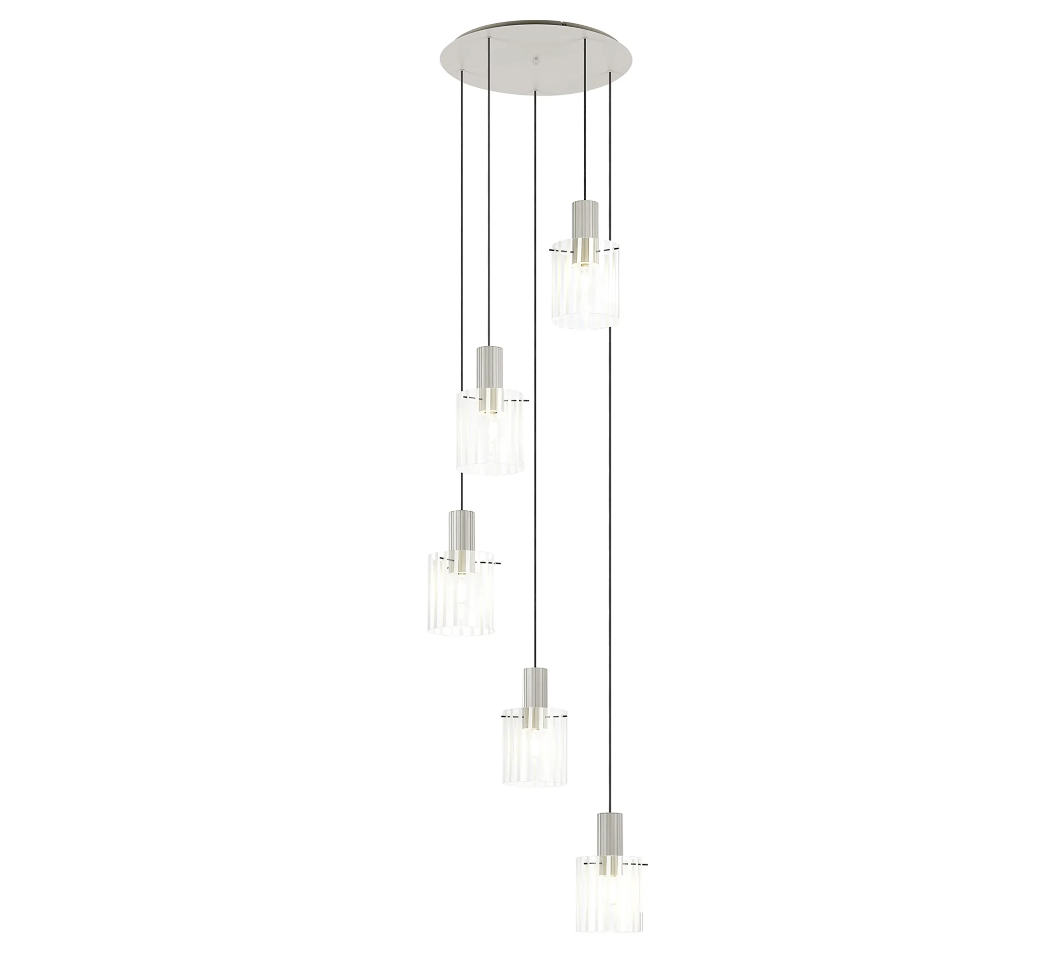 Brandon Ripple 66cm Round Pendant, 5 Light Adjustable E27