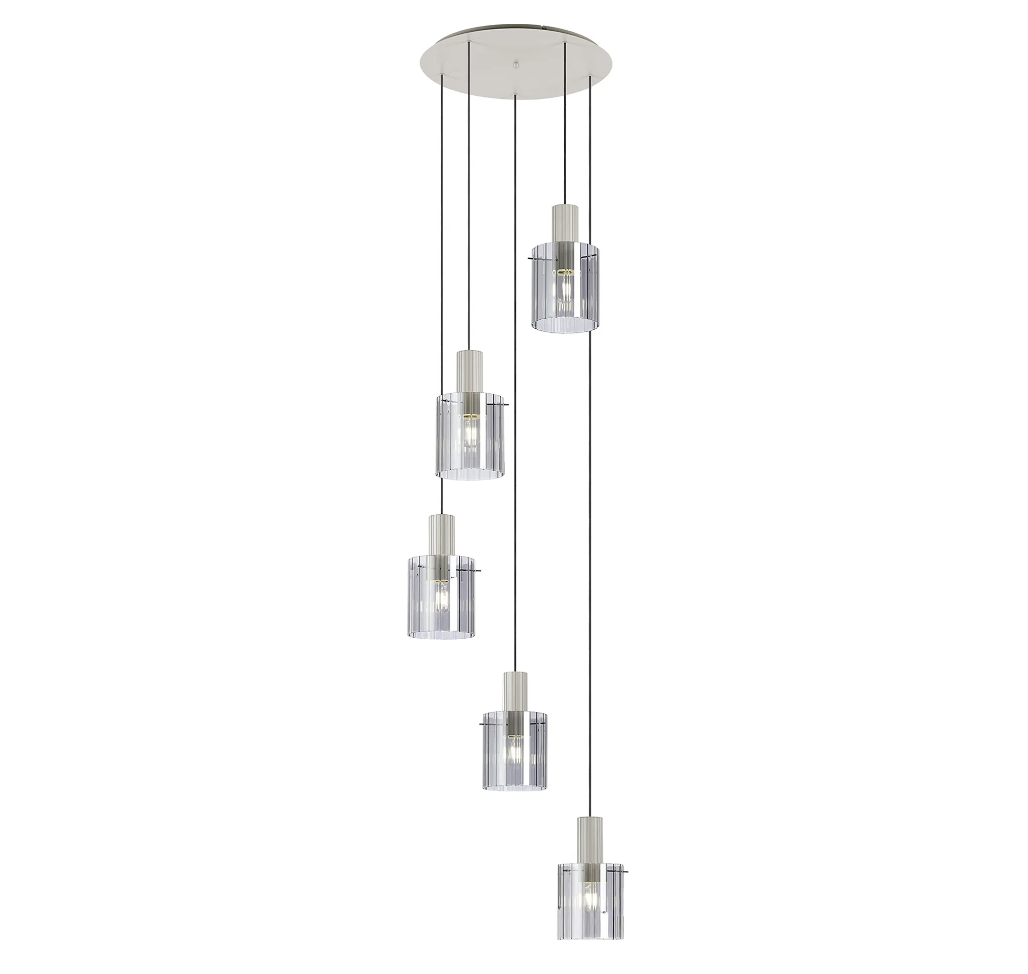 Brandon Ripple 66cm Round Pendant, 5 Light Adjustable E27