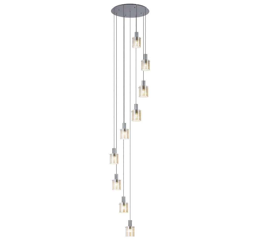 Brandon Ripple 86cm Round Pendant, 9 Light Adjustable E27