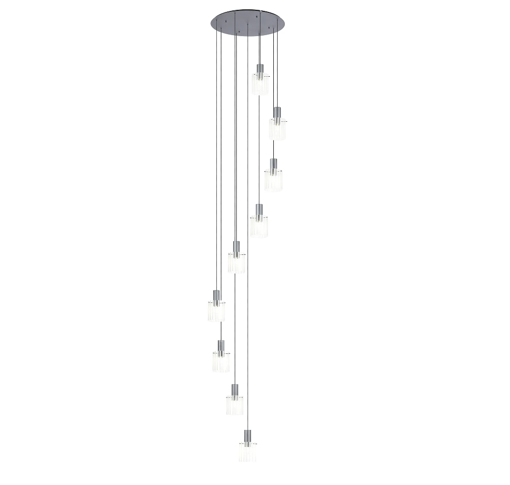 Brandon Ripple 86cm Round Pendant, 9 Light Adjustable E27