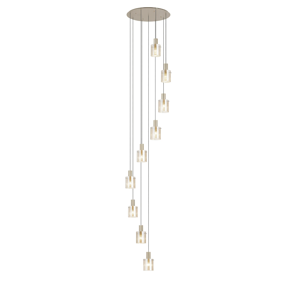 Brandon Ripple 86cm Round Pendant, 9 Light Adjustable E27