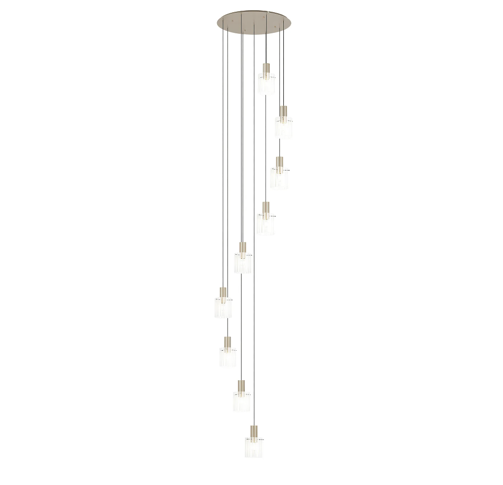 Brandon Ripple 86cm Round Pendant, 9 Light Adjustable E27