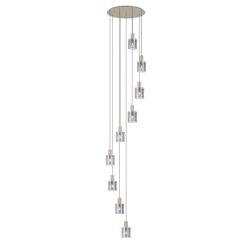 Brandon Ripple 86cm Round Pendant, 9 Light Adjustable E27