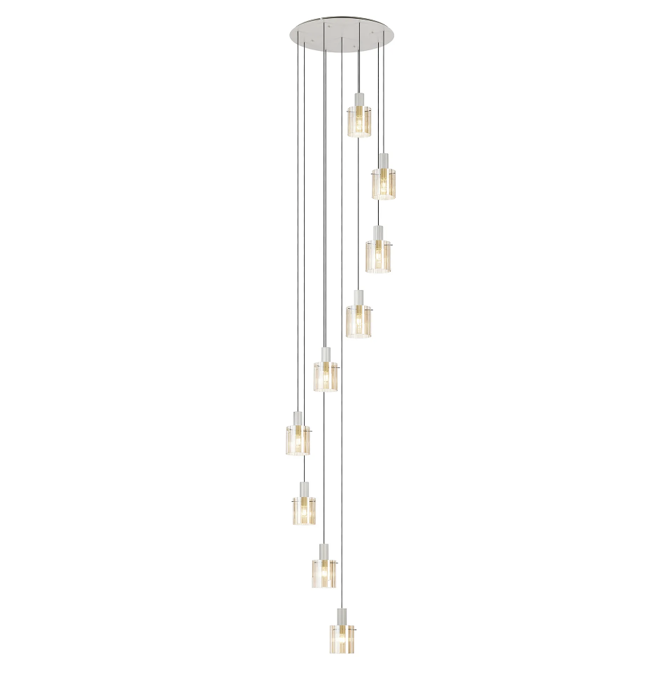 Brandon Ripple 86cm Round Pendant, 9 Light Adjustable E27