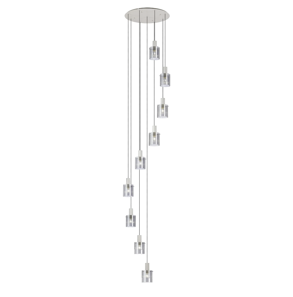 Brandon Ripple 86cm Round Pendant, 9 Light Adjustable E27