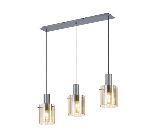 Brandon Ripple Linear Pendant, 3 Light Adjustable E27