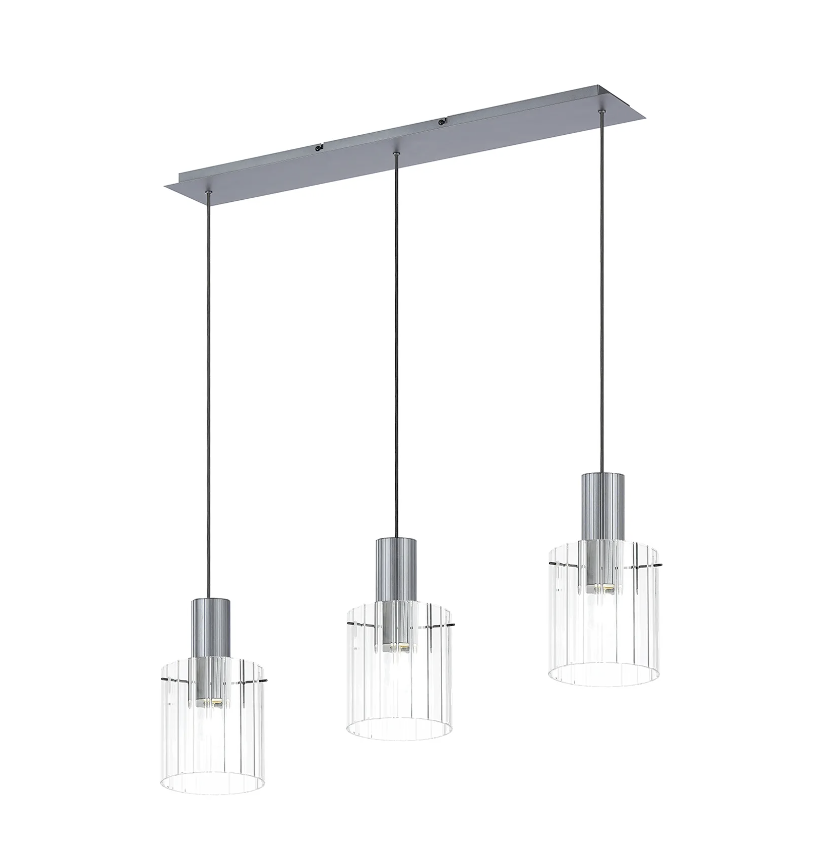 Brandon Ripple Linear Pendant, 3 Light Adjustable E27