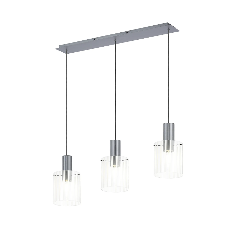 Brandon Ripple Linear Pendant, 3 Light Adjustable E27