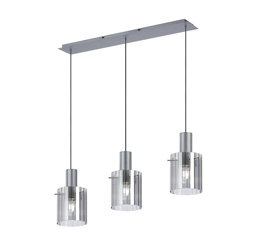 Brandon Ripple Linear Pendant, 3 Light Adjustable E27