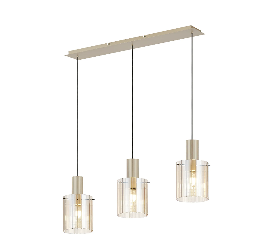 Brandon Ripple Linear Pendant, 3 Light Adjustable E27