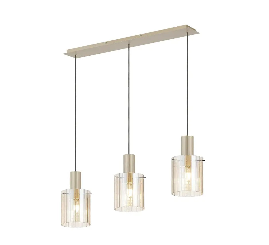 Brandon Ripple Linear Pendant, 3 Light Adjustable E27 Home Store Living