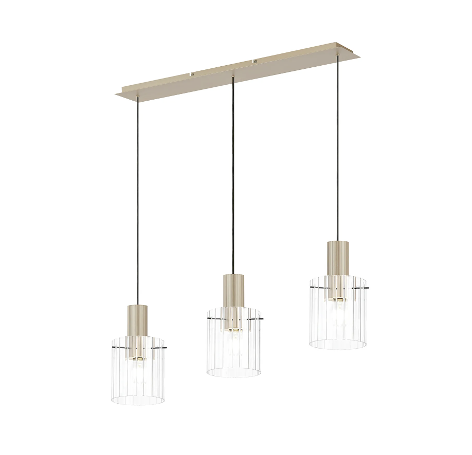 Brandon Ripple Linear Pendant, 3 Light Adjustable E27