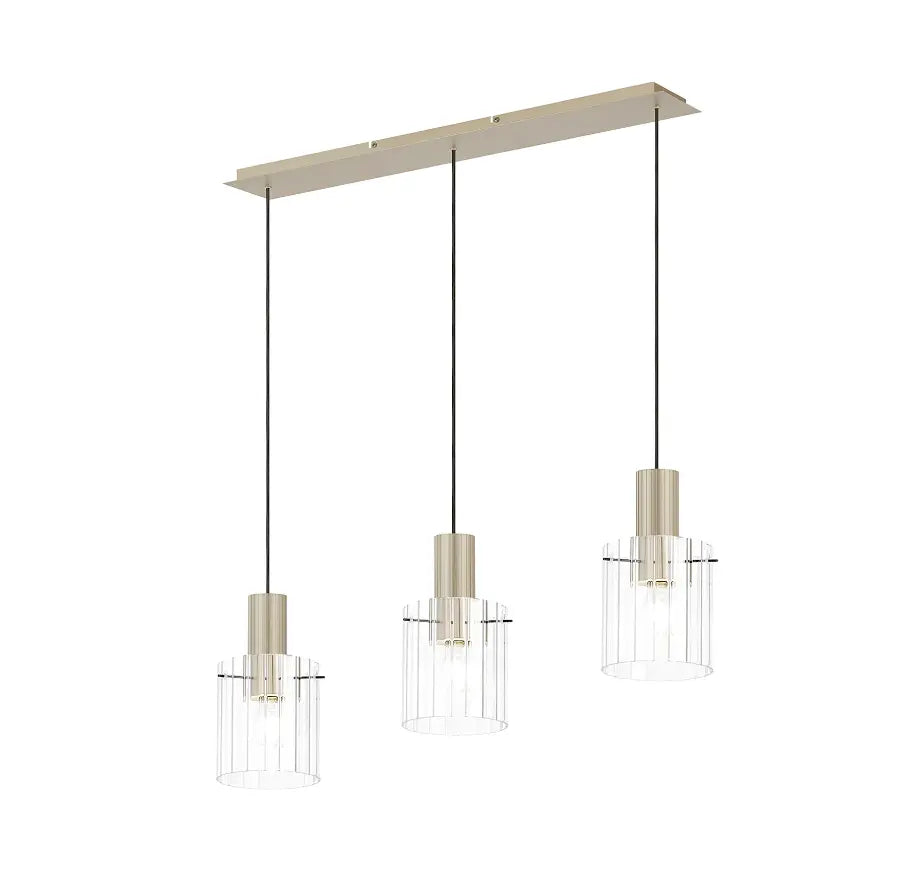 Brandon Ripple Linear Pendant, 3 Light Adjustable E27 Home Store Living