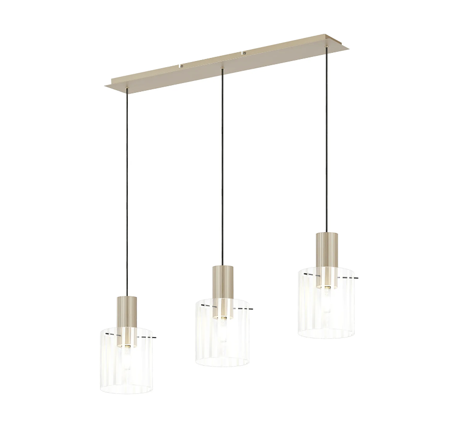 Brandon Ripple Linear Pendant, 3 Light Adjustable E27