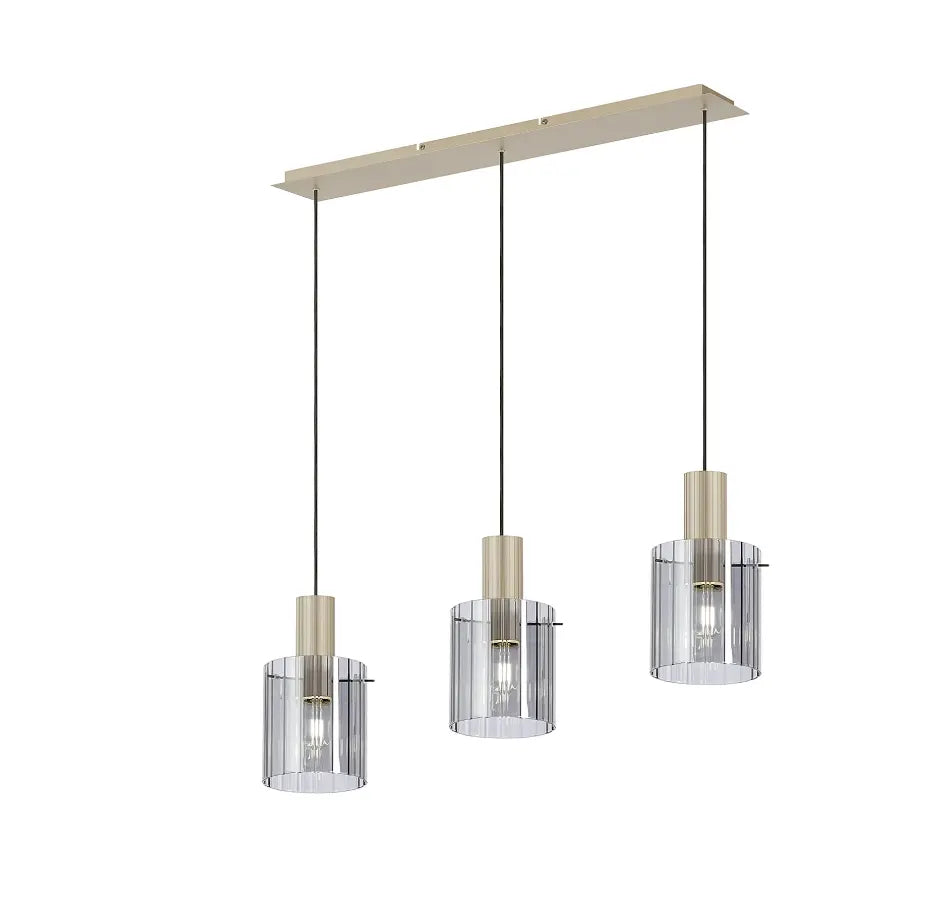 Brandon Ripple Linear Pendant, 3 Light Adjustable E27 Home Store Living